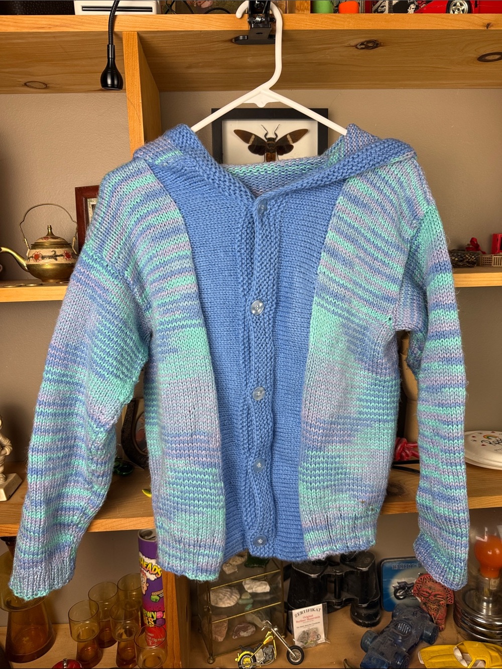 Vintage Knit Sweater Button up Pastel